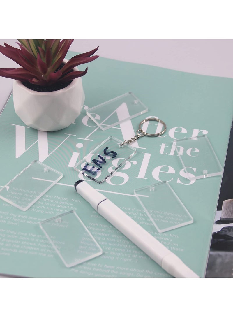 90 Pieces Clear Acrylic Keychain Blanks 2 Inch Round Acrylic Plastic Transparent Keychain Charms Rectangle Circle Blank Disc for Vinyl with 30 Pcs Key Chain Rings for DIY Projects and Crafts