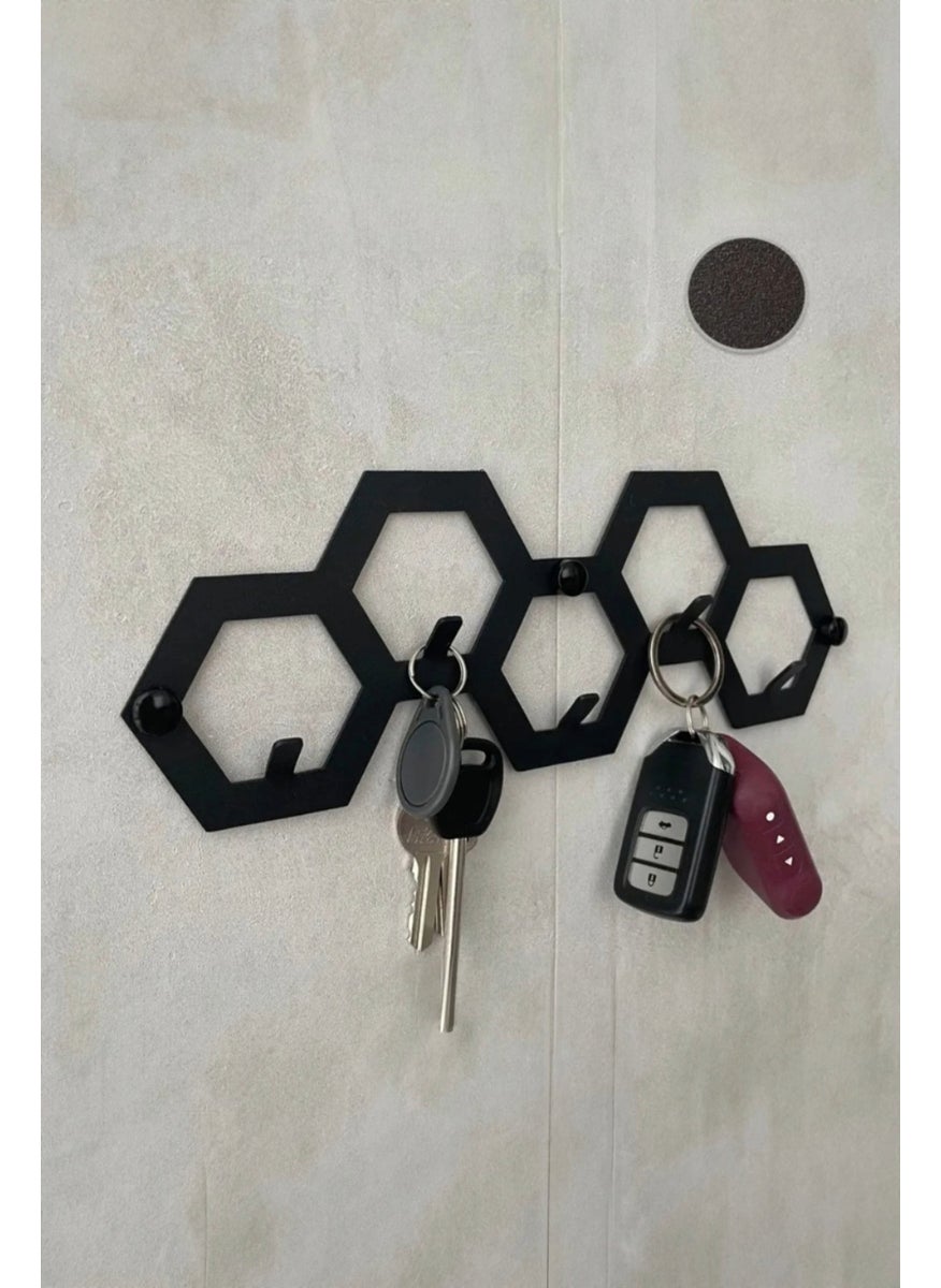 3Art Metal 5 Hooks Wall Mounted Honeycomb Metal Keychain  - Image 1