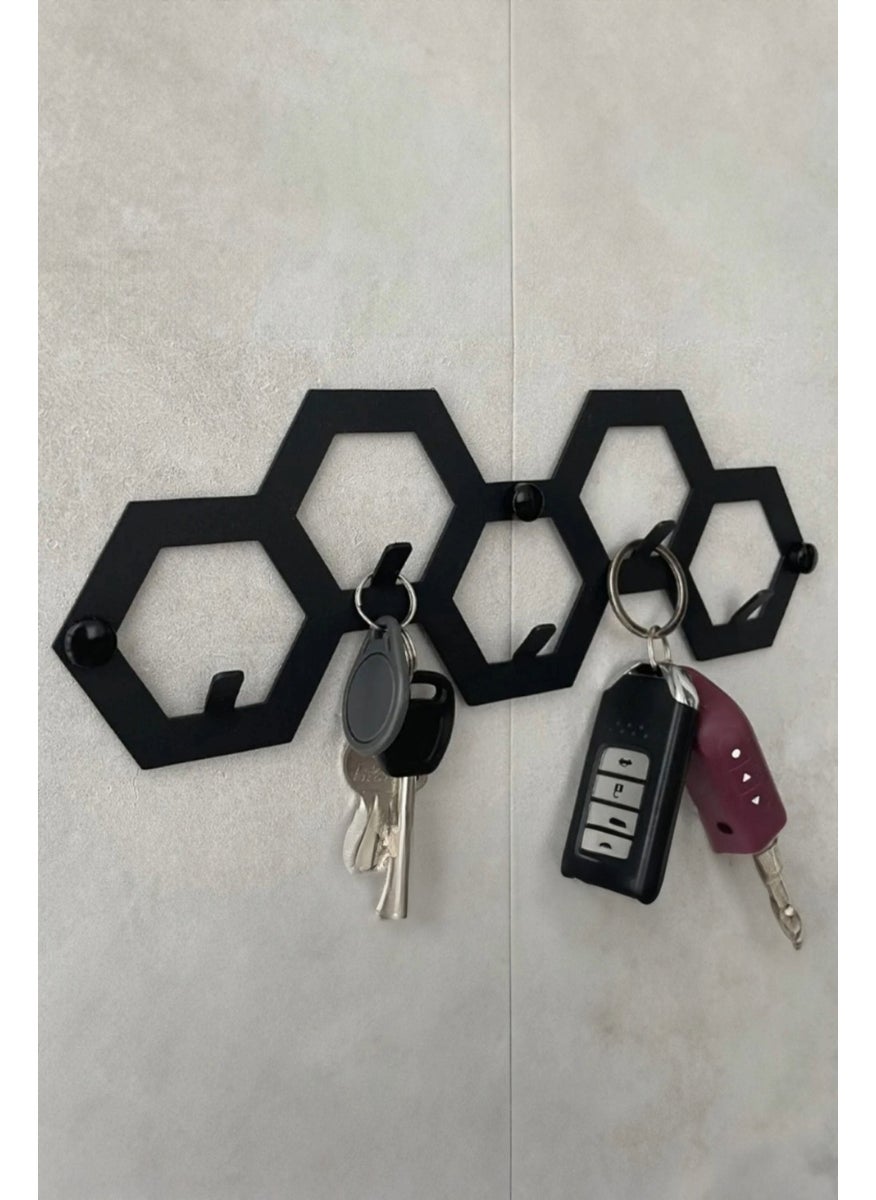 3Art Metal 5 Hooks Wall Mounted Honeycomb Metal Keychain  - Image 3