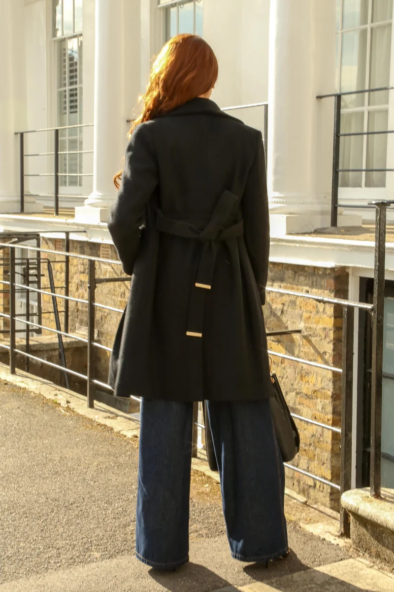 Double Second Wool Blend Wrap Coat