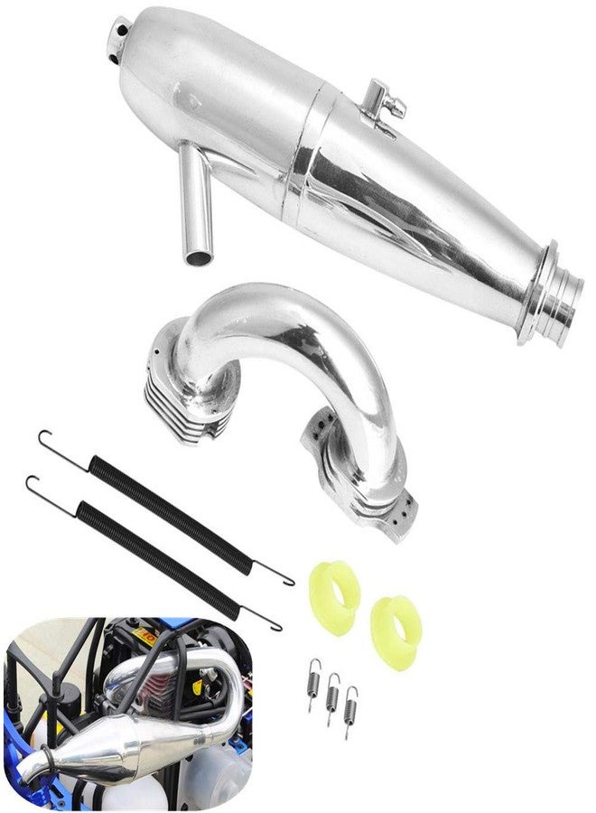 Dilwe RC Car Exhaust Pipe, Aluminium Alloy Dual Exhaust Joint Tube for HSP Redcat 1/8 RC Car/SH 21/28CXP Engine RC Model Upgrade Part Accessory - Image 1