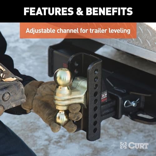 CURT 45902 Adjustable Trailer Hitch Ball Mount, 2-1/2-Inch Receiver, 6-Inch Drop, 2 and 2-5/16-Inch Balls, 20,000 lbs , Black - Image 4