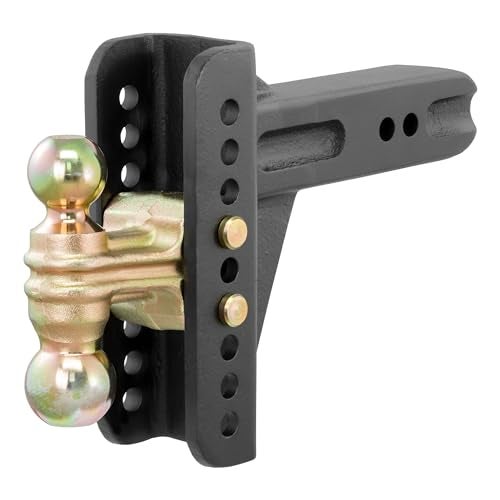 CURT 45902 Adjustable Trailer Hitch Ball Mount, 2-1/2-Inch Receiver, 6-Inch Drop, 2 and 2-5/16-Inch Balls, 20,000 lbs , Black - Image 1