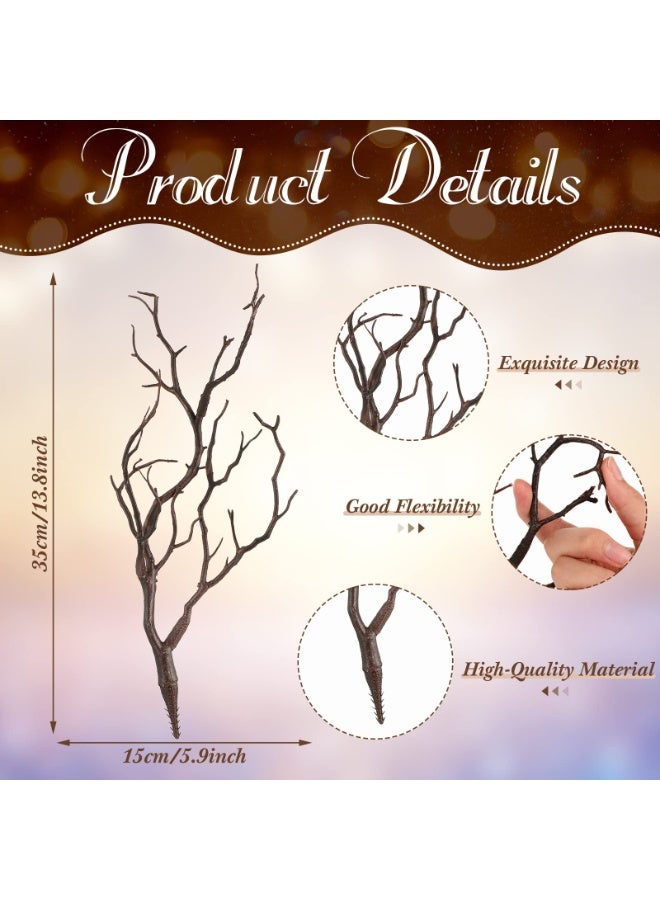 FDTY 6pcs Plastic Manzanita Branches Artificial Fake Antler Shaped Tree Branch Small Decorative Plant Twigs Branch for Wedding Table Decor Baby Shower Party Supplies (Dark Brown) - Image 2