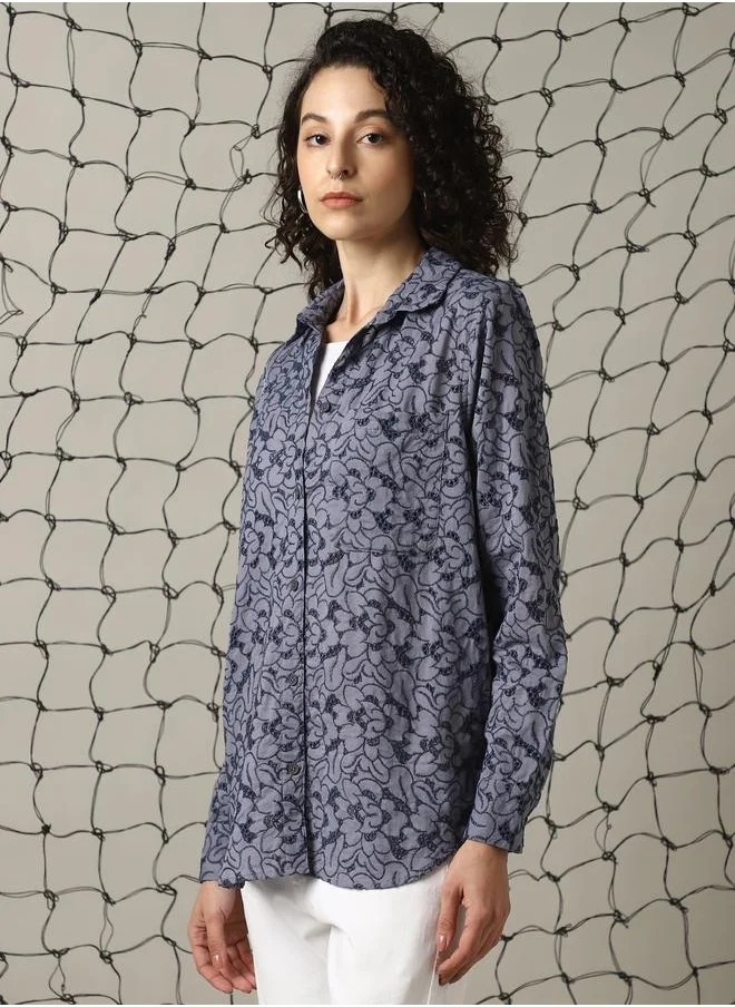 هوبرهولمي Women Shirts in Multicolor featuring Oversized fit with a strip pattern, spread collar collar, collar neckline, full sleeve, secured with button closure, crafted from 100% cotton – designed to make a statement wherever you go.