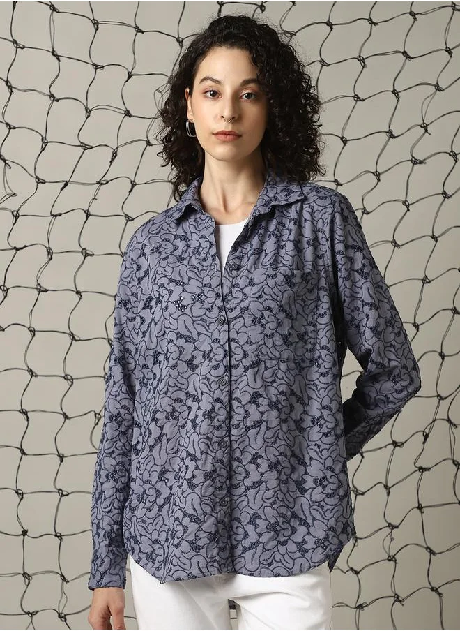 هوبرهولمي Women Shirts in Multicolor featuring Oversized fit with a strip pattern, spread collar collar, collar neckline, full sleeve, secured with button closure, crafted from 100% cotton – designed to make a statement wherever you go.