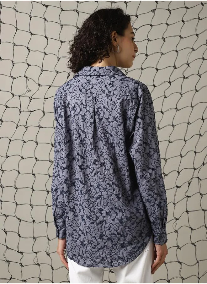 هوبرهولمي Women Shirts in Multicolor featuring Oversized fit with a strip pattern, spread collar collar, collar neckline, full sleeve, secured with button closure, crafted from 100% cotton – designed to make a statement wherever you go.