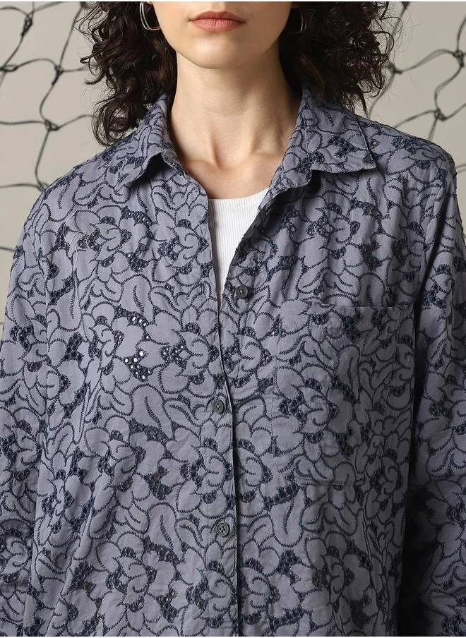 هوبرهولمي Women Shirts in Multicolor featuring Oversized fit with a strip pattern, spread collar collar, collar neckline, full sleeve, secured with button closure, crafted from 100% cotton – designed to make a statement wherever you go.