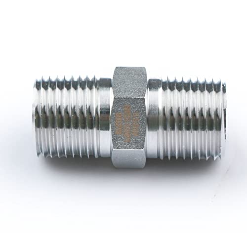 U.S. Solid 304 Stainless Steel Hex Nipple, 6000 psi High Pressure Heavy Duty Pipe Fitting, 1/2" x 1/2" NPT Male Thread Pipe Adapter(1 pc) - Image 5