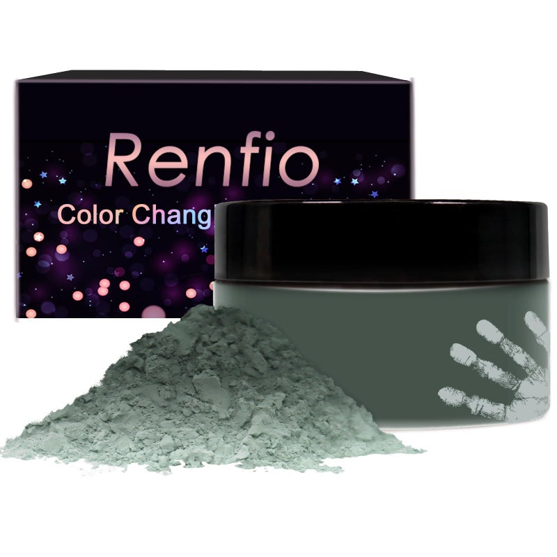 Renfio Thermochromic Pigment 12g042oz Temperature Activated Changes at 8228 Resin Color Pigment Heat Sensitive Black Pigment Powder for Halloween Resin Decor Slime Nail Gray Black to Colorless
