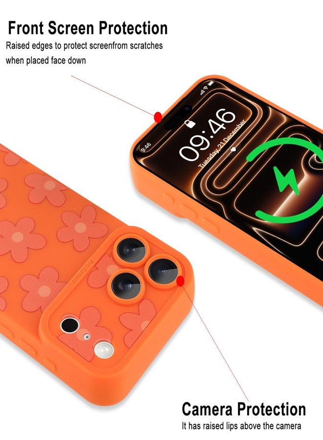 زيي جراب ZIYE مصمم خصيصًا لهاتف iPhone 17 Pro Max، بنقشة زهور برتقالية، مع حماية للكاميرا، مصنوع من مطاط السيليكون TPU الناعم، بتصميم زهور، مقاس 6.9 بوصة. - Image 3