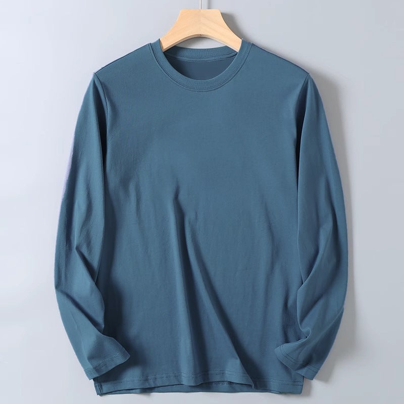 Long-sleeved T-shirt Men's Spring and Autumn Japanese Style Simple Trendy Brand Heavy Base Shirt Fashionable Loose Pure Cotton Round Neck Ins - Image 5