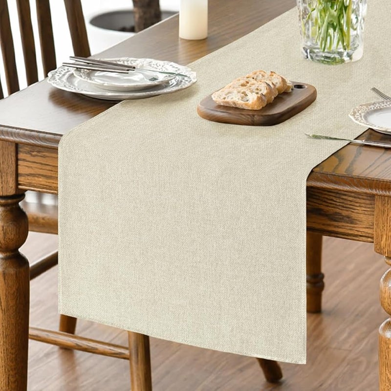 Beige Summer Table Runner, 13x72 Inch Seasonal Autumn Winter Machine Washable Kitchen Dining Table Decoration for Home Party Decor - Image 1
