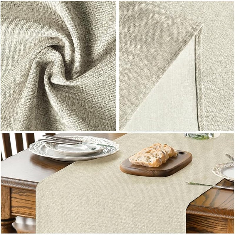 Beige Summer Table Runner, 13x72 Inch Seasonal Autumn Winter Machine Washable Kitchen Dining Table Decoration for Home Party Decor - Image 4