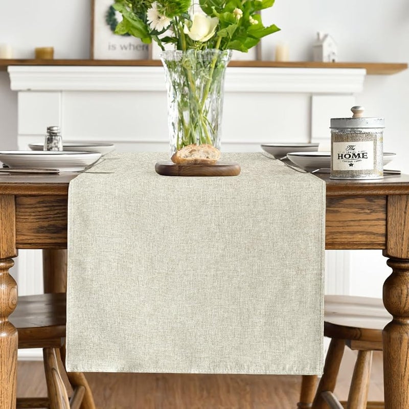 Beige Summer Table Runner, 13x72 Inch Seasonal Autumn Winter Machine Washable Kitchen Dining Table Decoration for Home Party Decor - Image 3