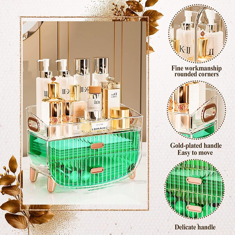 Deoxys Makeup Storage Organizer，Cosmetics Display Case with 2-Layer Storage Box, Bedroom Vanity Desk and T1-Acrylic - Image 4