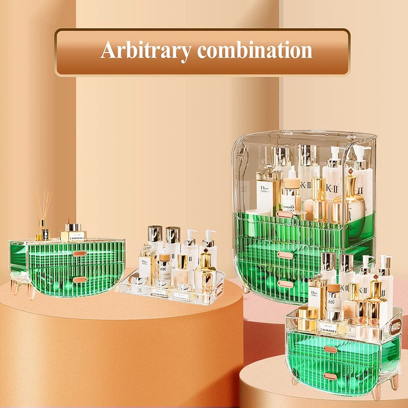Deoxys Makeup Storage Organizer，Cosmetics Display Case with 2-Layer Storage Box, Bedroom Vanity Desk and T1-Acrylic - Image 2
