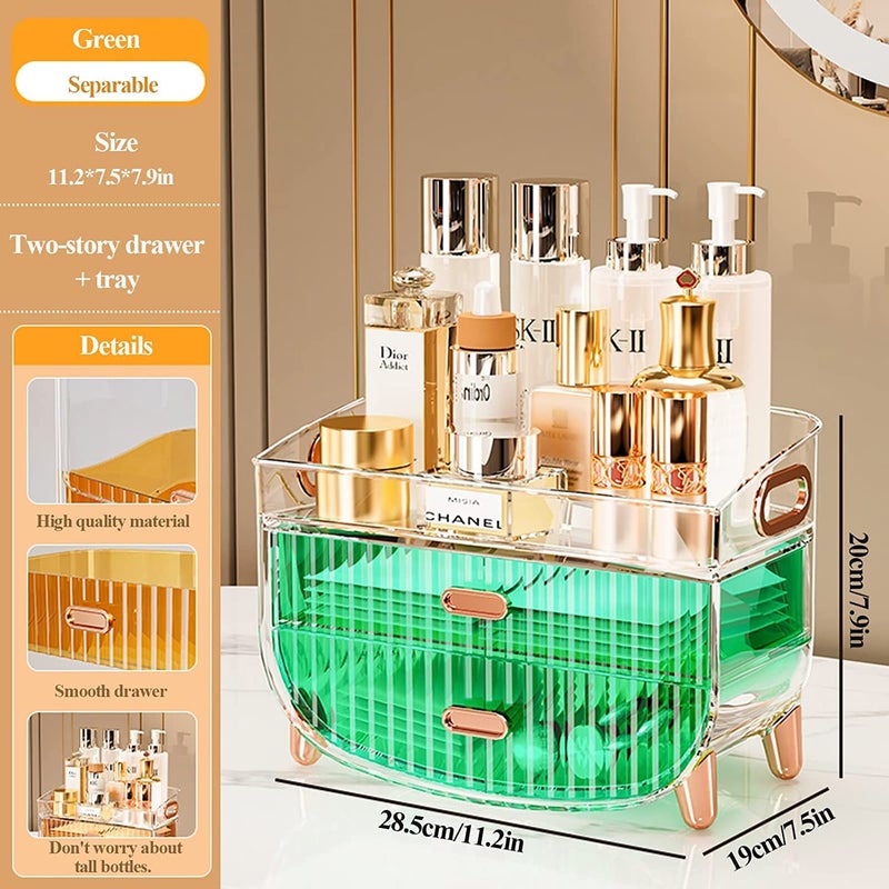 Deoxys Makeup Storage Organizer，Cosmetics Display Case with 2-Layer Storage Box, Bedroom Vanity Desk and T1-Acrylic - Image 5