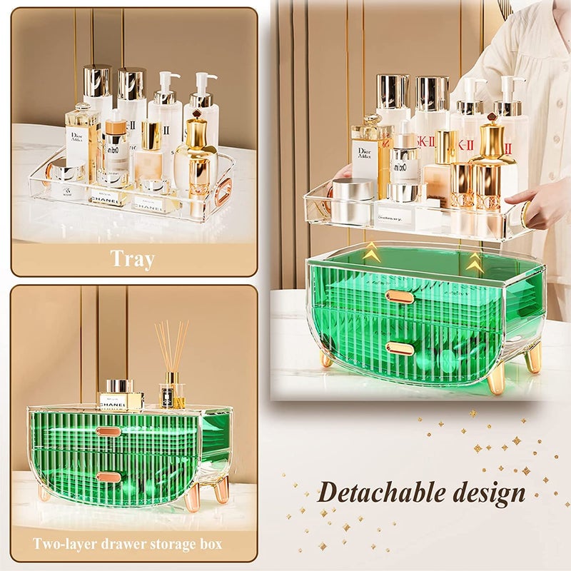 Deoxys Makeup Storage Organizer，Cosmetics Display Case with 2-Layer Storage Box, Bedroom Vanity Desk and T1-Acrylic - Image 3