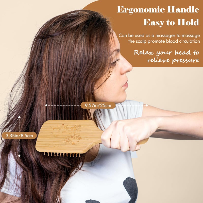 Sofmild Hair Brush-Natural Wooden Bamboo Brush-Eco Friendly Detangle Paddle Hairbrush for Women Men and Kids Massage Scalp Increase Hair Growth - Image 4