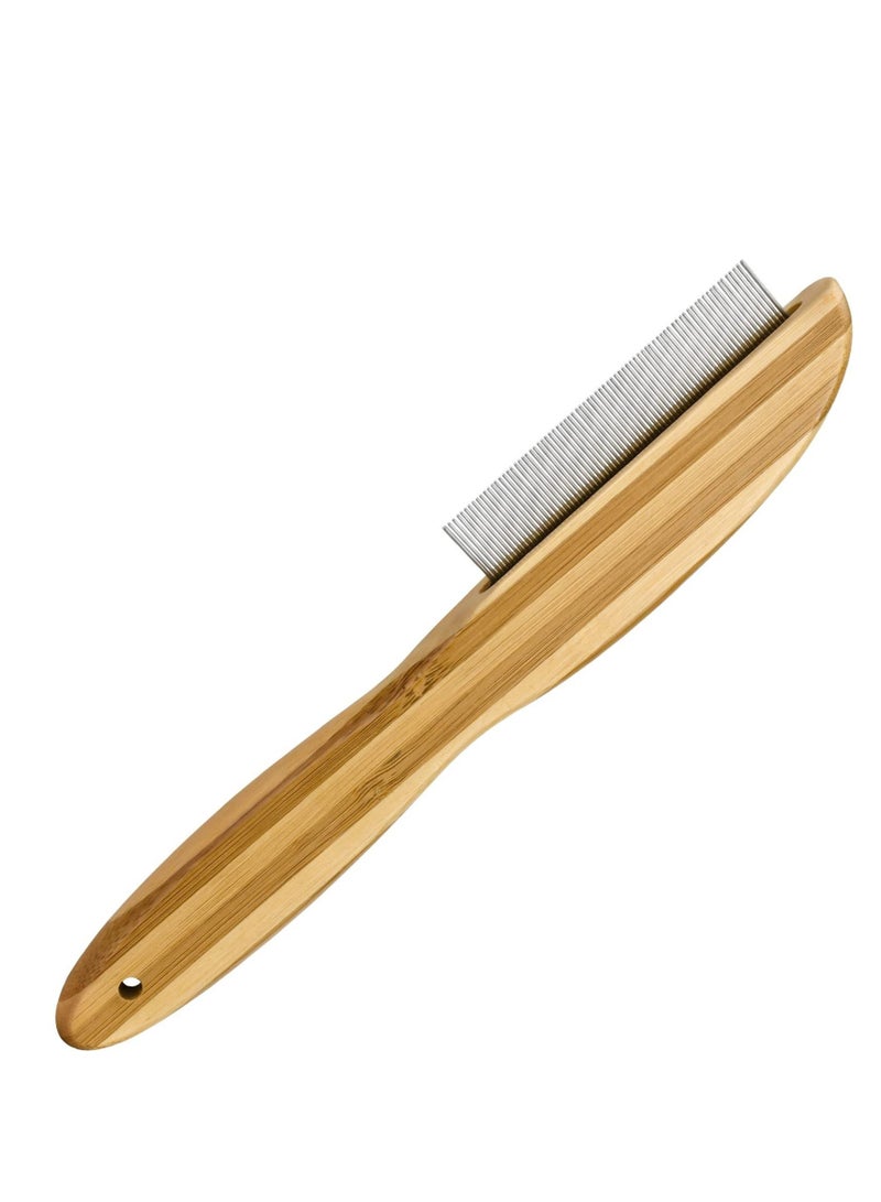 Y&D Dandruff Comb, Stainless Steel Fine Tooth Wooden Handle Remover Flea Lice Multifunction Hair Grooming Brush for Kids Adults Pets Dog  - Image 1