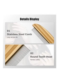 Y&D Dandruff Comb, Stainless Steel Fine Tooth Wooden Handle Remover Flea Lice Multifunction Hair Grooming Brush for Kids Adults Pets Dog  - Image 2
