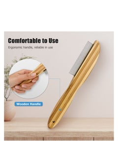 Y&D Dandruff Comb, Stainless Steel Fine Tooth Wooden Handle Remover Flea Lice Multifunction Hair Grooming Brush for Kids Adults Pets Dog  - Image 3