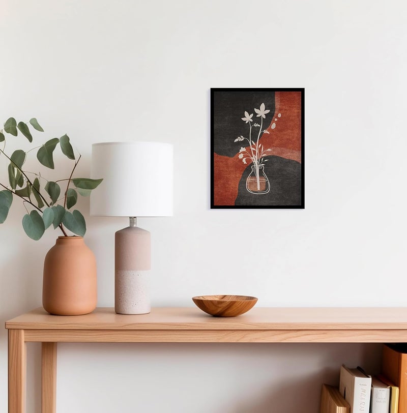 QUOTE - UNQUOTE ART Framed Wall Art - Boho Floral - Abstract Botanical - Modern Art - Minimalist Art For Home Décor - 13x17 inches - Black Frame - Image 1