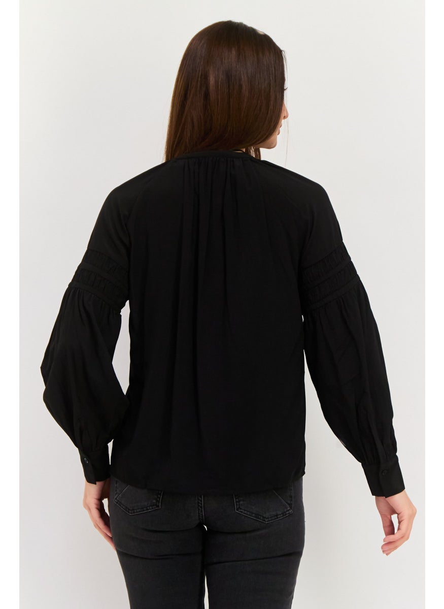 Women V-Neck Long Sleeves Plain Blouse, Black - pzsku/Z58161CD0D1A150521B46Z/45/_/1737642343/4b5d8f0c-a150-42f9-aa98-6df87e3755fb