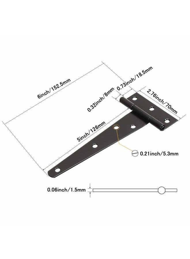 TamBee 5inch T-Strap Shed Hinge Gate Strap Heavy Duty Hinge Door Barn Gates Hinges Black Wrought Hardware Iron Rustproof 393 - Image 2