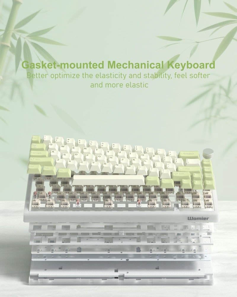 Womier VK66 PRO 60% Gaming Keyboard Wired, QMK/VIA Creamy Mechanical Keyboard, Hot Swappable Gasket Mount RGB Key Board & Translucent Keycaps (White) - Image 5