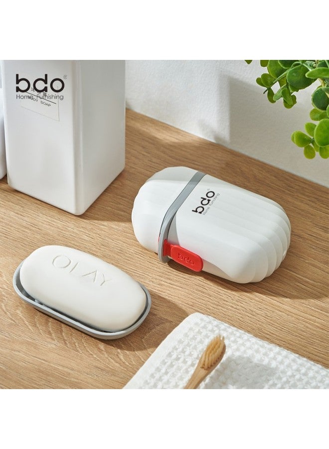 Bdo Wave Pattern Travel Essential, Pangdonglai Same Style Soap Dish, Draining With Handle, For Business Trips, Students, And Home Use - Image 1