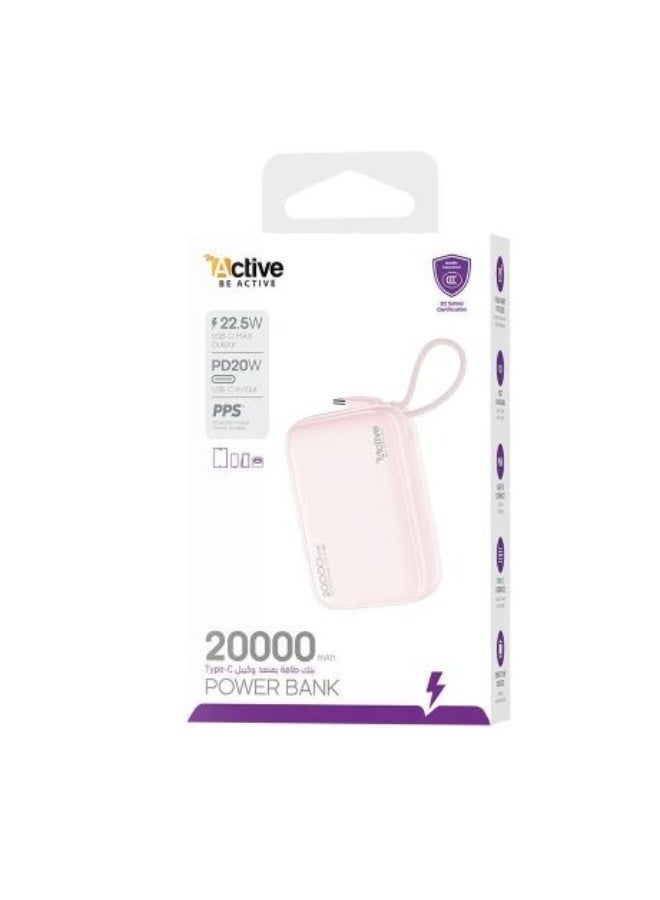 آكتف شاحن متنقل Active N33 بسعة 20,000 ملي أمبير-وردي - Image 2