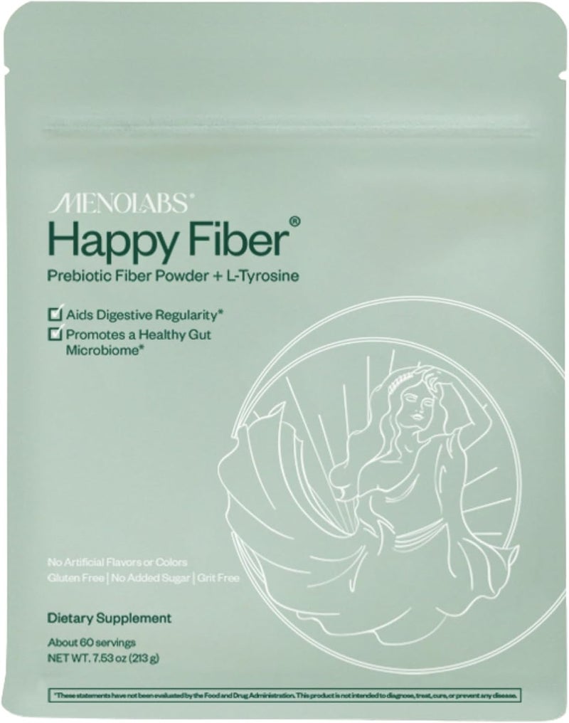MENOLABS Happy Prebiotic Fiber Supplement  60 Servings 213 g  ExpertlyFormulated Menopause Supplements for Women with LTyrosine - Image 1