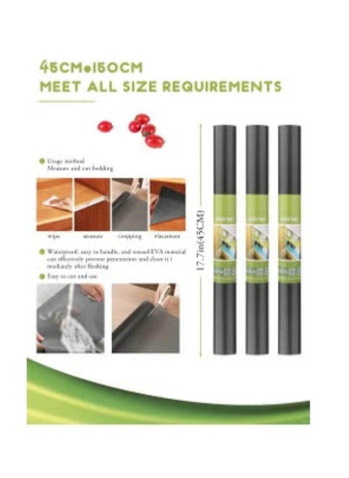 MahMir Shelf Liner 3 Rolls 150x45cm Non-Slip Non-Adhesive Drawer Liner EVA Clear Cupboard Cabinet Pad Mat for Kitchen Cabinet, Shelves, Refrigerator, Storage, Desks  - Image 3