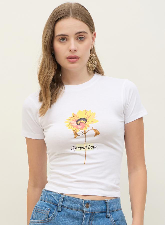 Styli Graphic Print Short Sleeve Fitted T-Shirt  - Image 2
