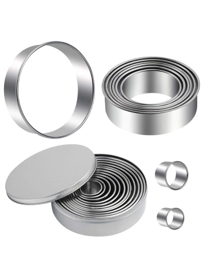 12 Pieces Round Cookie Cutters Set Bistcuit Cookie Cutters Circle Pastry Cutters Round Donut Ring Molds for Baking for Pastries Doughs Doughnuts - Image 1