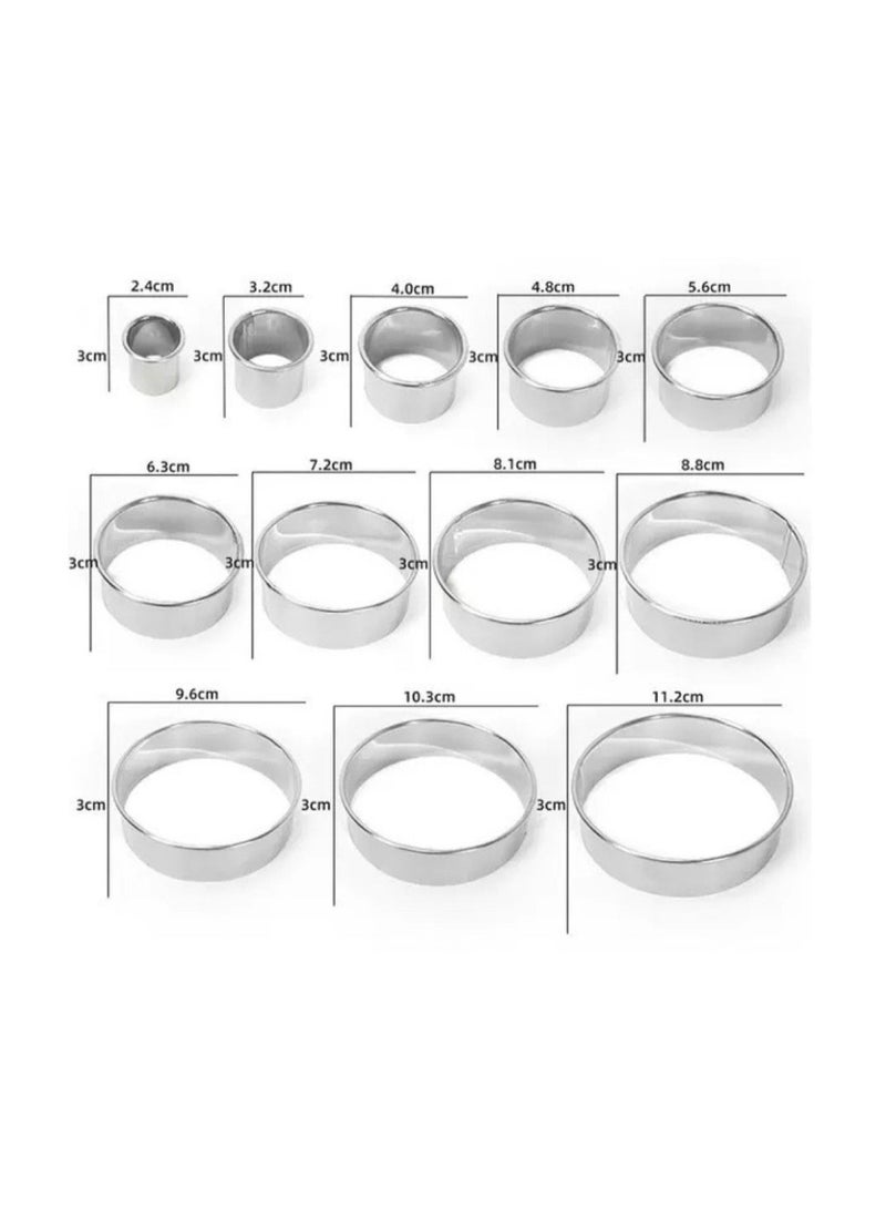 12 Pieces Round Cookie Cutters Set Bistcuit Cookie Cutters Circle Pastry Cutters Round Donut Ring Molds for Baking for Pastries Doughs Doughnuts - Image 3