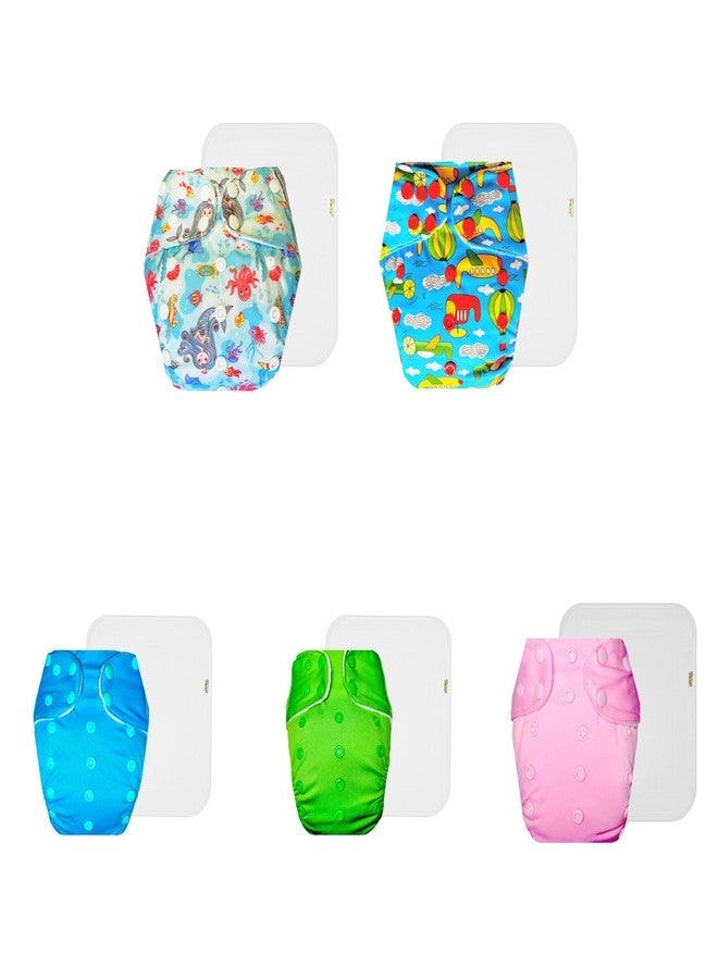 حفاضات قماشية فاخرة من دمبلدو مع حشوة قطنية (عبوة من 5) | ملائمة تمامًا | قابلة لإعادة الاستخدام والغسل | سهلة التنظيف | تغيير حفاضات بدون قلق | من 3 أشهر إلى 3 سنوات | للجنسين - Image 1