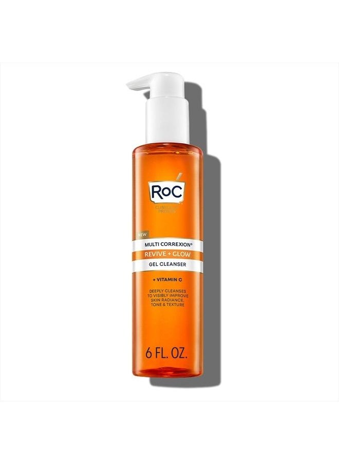 Multi Correxion Revive + Glow Gel Facial Cleanser With Vitamin C, & Glycolic Acid, Paraben-Free, Sulfate-Free Skin Care, 6 Ounces