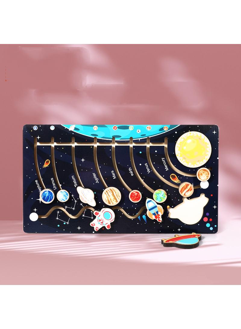Children's puzzle toys cognitive maze of the nine planets in the solar system, scientific exploration puzzle for early childhood education in kindergarten - Image 2