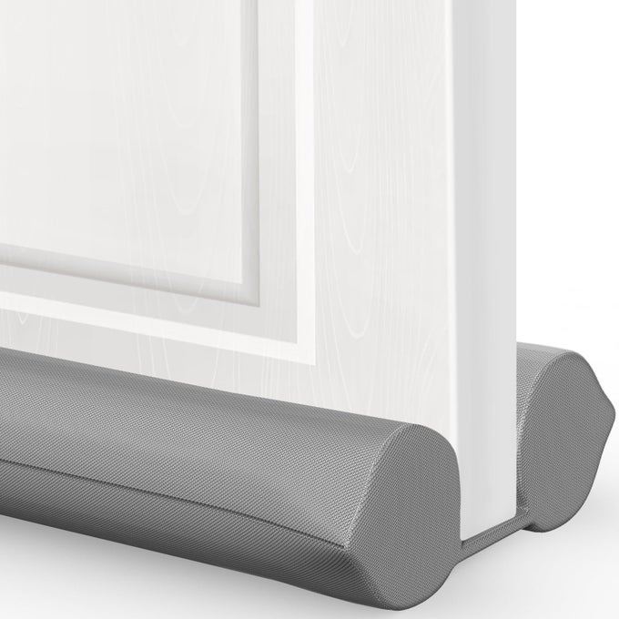 UNDER DOOR DRAFT STOPPER BOTTOM DOOR GAP FILLER SEAL FITS 30 TO 36 DOOR BLOCK COLD AIR NOISE SOUND WIND BUGS EASY TO INSTALL DOUBLE SIDE BLOCK NO ADHESIVE GRAY