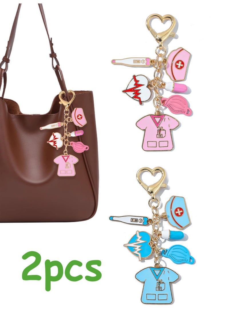 2pcs Nurse Gifts for Women Keychain, Nursing Gift for School Nurses Student Graduation Future Medical Practitioner Registered Nurse Appreciation Female Nurses Day Week Christmas Gifts Accessories - Image 1