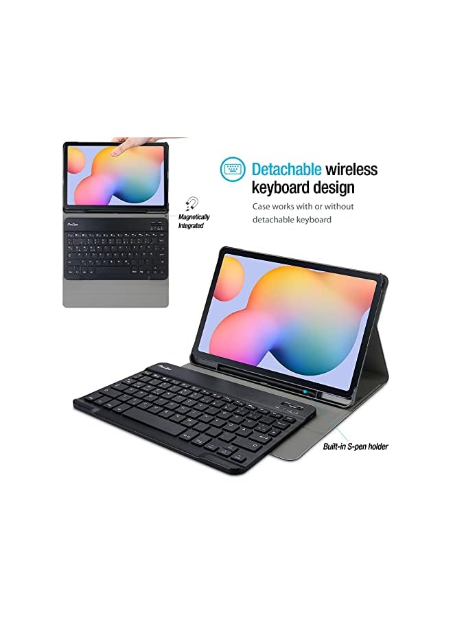 Procases Keyboard Case For Galaxy Tab S6 Lite 10.4 Inch 2022 2020, Slim Lightweight Smart Cover With Wireless Keyboard For Galaxy Tab S6 Lite 10.4" Sm-P613 P619 P610 P615 –Black - Image 2