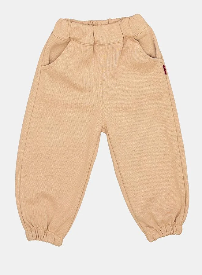 babyqlo Beige Hooded Striped Winter Co-ord Set