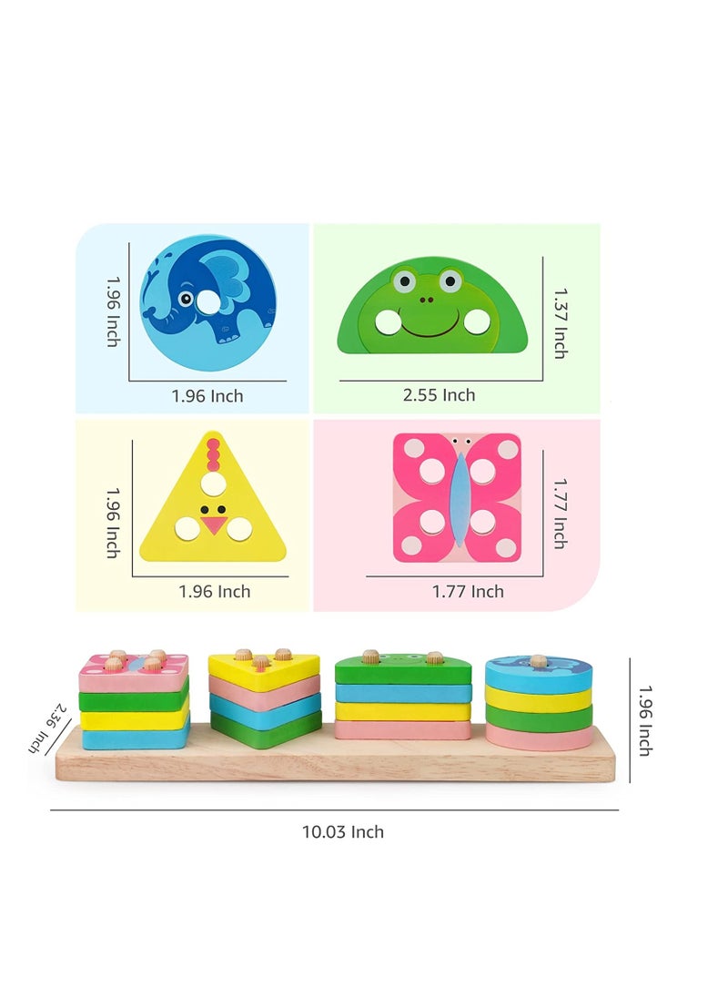 SYOSI - Montessori Toys For1 3year Old Boys Girls Wooden Sorting Stacking Toys for Toddlers Preschool Educational Toys for 1 3 Year Old Color Recognition Shape Sorter Learning Puzzles Gifts For1 3year Old - Image 1
