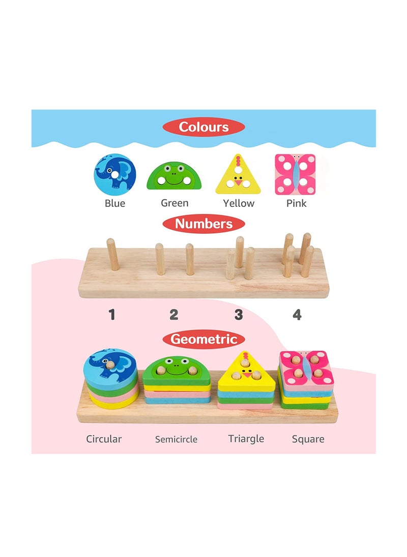 SYOSI - Montessori Toys For1 3year Old Boys Girls Wooden Sorting Stacking Toys for Toddlers Preschool Educational Toys for 1 3 Year Old Color Recognition Shape Sorter Learning Puzzles Gifts For1 3year Old - Image 1