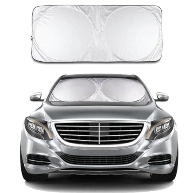 Fenex Foldable Car Sunshade for Windshield  Superior UV Protection Heat Reflector Easy to Store with Pouch Universal Fit Large