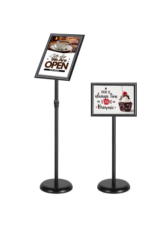 NANAO 9.4x13 Inch Heavy-Duty Adjustable Floor Standing Sign Holder, Pedestal Standing Sign Holder Stand Poster Stand with Round Base for Vertical/Horizontal Sign Display - Image 1
