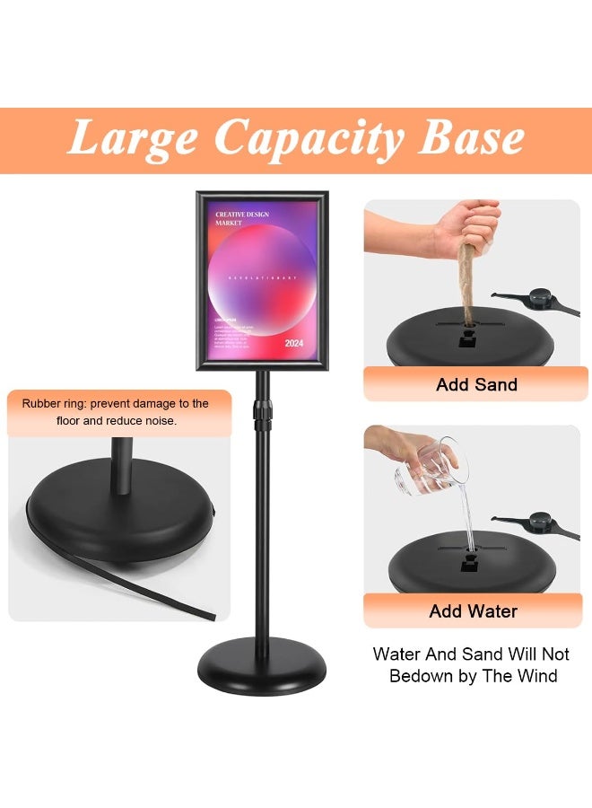 NANAO 9.4x13 Inch Heavy-Duty Adjustable Floor Standing Sign Holder, Pedestal Standing Sign Holder Stand Poster Stand with Round Base for Vertical/Horizontal Sign Display - Image 4